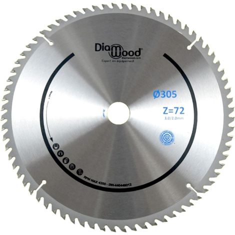 DIAMWOOD - Lame Scie Circulaire HM Finition D. 305 mm Z72 Alt - Alu/Bois (1/5)