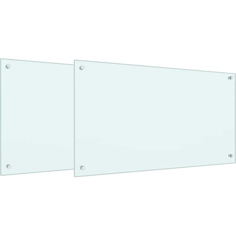 vidaXL Kitchen Backsplash 2 pcs White 90 x 50 cm Tempered Glass