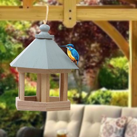 Maisonnette de Bois pour Oiseaux à Suspendre [House Type] + [Unnamed Brand] + [20x17x17cm modèle] + [Feeding Station] (1/5)