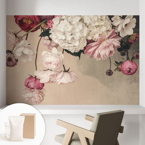 Papier peint avec colle pour décoration moderne de salon chambre à coucher cuisine et bureau Facile Fleurs romantiques 104x70 cm (1/5)