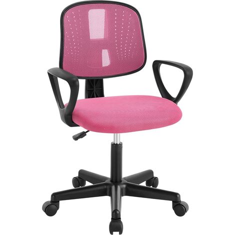 Klihome Silla Infantil Giratoria 5 Ruedas Oficina Dormitorio Escritorio Respaldo Ergonómico, Rosa (1/5)