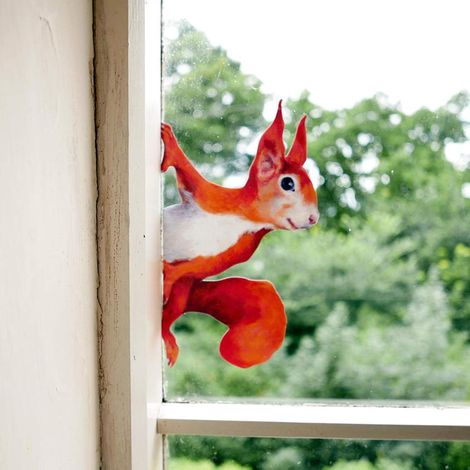 1 autocollant pour fenêtre - Série d'animaux Voyeur - Pour protéger contre les coups d'oiseaux - Décoration de fenêtre - Film de fenêtre (écureuil)