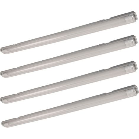 Lampe LED étanche à l'humidité 66 cm Lampe d'atelier blanc neutre Lampe de baignoire LED 36 watts Tube LED garage, 2x T8 36W 2x 1700lm 4000K, lot de 4