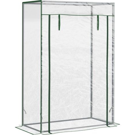 Serre, châssis froid, serre à tomates avec porte enroulable, acier, plastique transparent, 100 x 50 x 150 cm