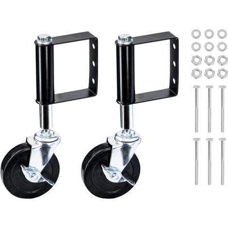 2 pièces Roue de Portail Robuste,125 mm, Noir , avec Plaque de Montage Universelle, Roue de Support, pour Portail de Jardin, Ferme (1/5)
