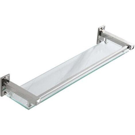 40cm Étagères de Salle de Bain Étagère de Douche en Verre Étagère Murale Rangement Douche avec Tablette, Verre Trempé Rectangulaire (1/4)