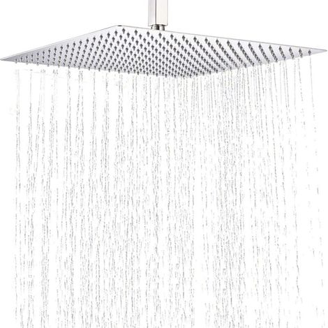 16 inch / 40 x 40 cm Square Fixed Shower Head Stainless Steel Mirror Faced 180° Rotatable Powerful High Pressure Spray Bathroom Bathroom (1/5)
