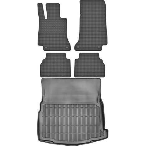 Maletero MAX-MAT 911213 + Alfombrillas MOTOHOBBY 190303 - Mercedes Clase E V W213 Sedán/Limusina a partir de 2016, MS espacio para los pies delantero - Instalado
