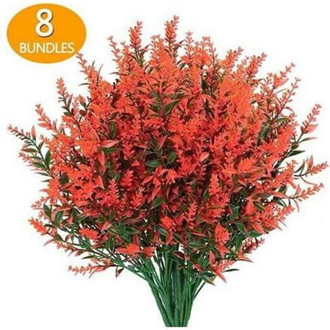 Fleurs Artificielles - Plantes Extérieures - Décoration Jardin Terrasse Patio - Rouge - 8 Pièces