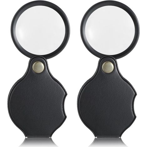 - Confezione da 2 mini lenti d'ingrandimento, ingrandimento 10x, tascabili, pieghevoli, portatili (1/5)
