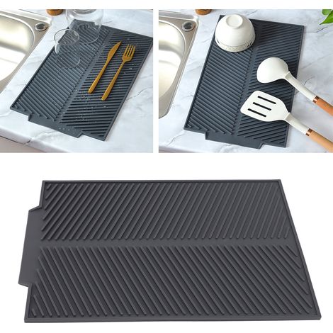 Rechteckige Silikon-Twill-Abtropfmatte, kreatives und durchbrochenes Platzset, Abtropfmatte für Geschirr und Teller, kleine Größe (1/5)