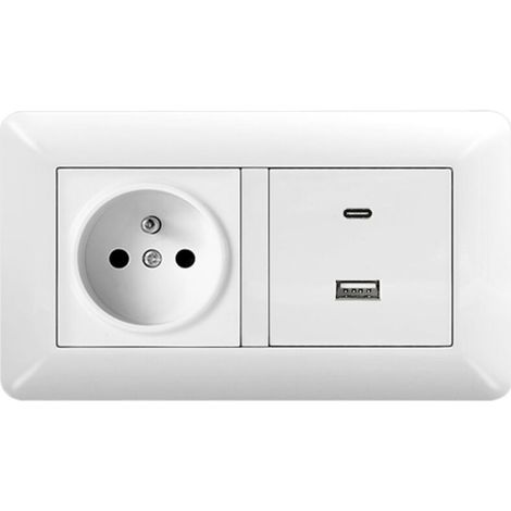 1 pièce – Module Double Prise 2P+T + USB/Type-C Fast Charge, Installation Facile, Maison et Bureau (1/4)