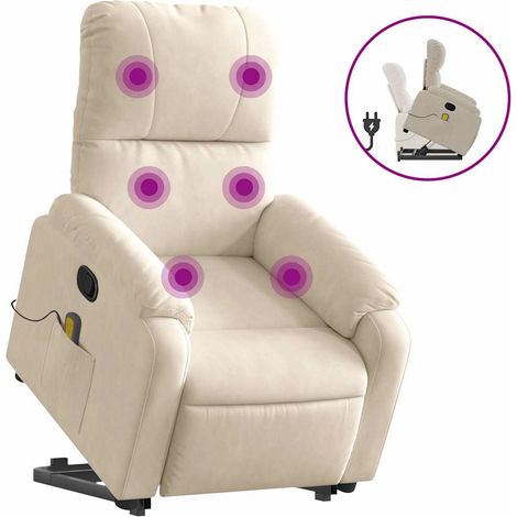 Fauteuil de Salon,Chaise,Fauteuil inclinable de massage beige tissu microfibre CFW616848 (1/5)