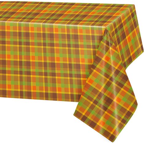 Nappes pour Thanksgiving (lot de 5). Nappes jetables en plastique imperméable de 274 x 137 cm, décorations de table pour la fête de Thanksgiving. (1/5)