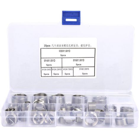 Kit de réparation de filetage de bouchon de vidange de voiture (35 pièces) avec outils d'insertion de taraud