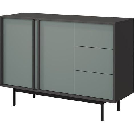 Cómoda Levali 106, Verde polvoriento, Con cajones y puertas, Número de cajones: 0, 87x123x43cm (1/4)