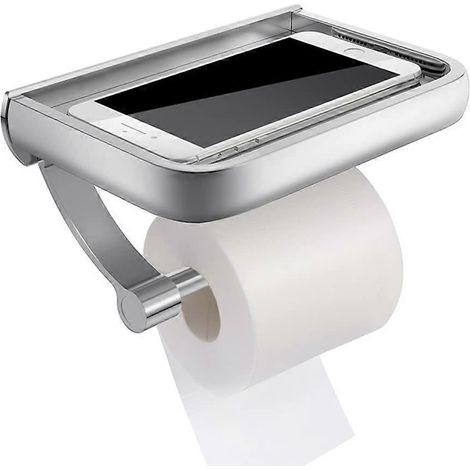 Porte-papier toilette en fer noir, mural ou à fixer sur le réservoir, pour ranger le rouleau de papier toilette dans la salle de bain. (1/5)