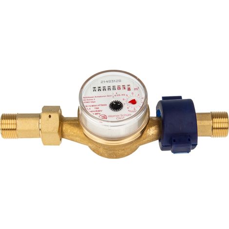 Einstrahlzähler ETK Kombi-Set (Warmwasser) bis 30 Grad Länge 130 mm, inkl. Verschraubungen 1 Zoll x 3/4 Zoll AG, Plombierschelle (1/5)