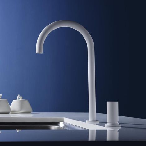 IMEX - grifo monomando de cocina alto blanco (1/5)