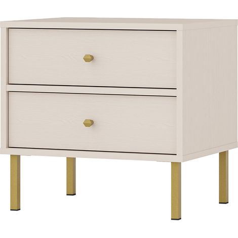 Selsey Oktio - Nachttisch mit 2 Schubladen, sandbeige, 52 cm