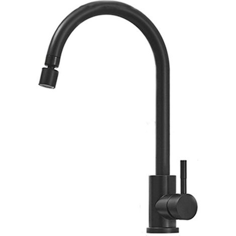 Mitigeur de cuisine noir mat – Acier inoxydable 304 – Hauteur 38 cm – Design épuré et robuste (1/3)