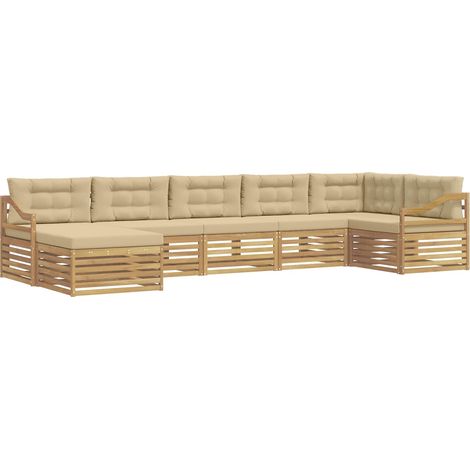 Outdoor Sofa Set 7 pcs White and Beige vidaXL (1/5)