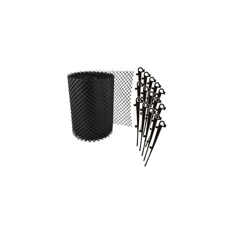 Grille de protection noire en polypropylène pour gouttière, 6 m × 0,16 m, avec fixations incluses – Empêche l’accumulation de feuilles et autres débris (1/5)