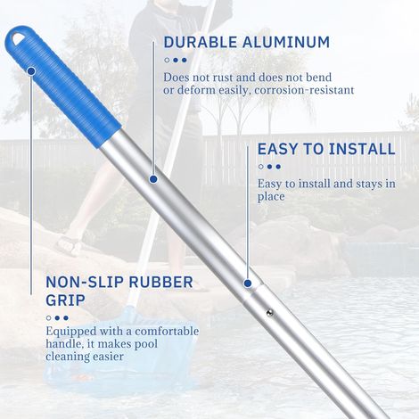 LALAGO Perche Telescopique en Aluminium, 10 Sections 3,4 m Perche de Piscine - Compatible EZ Clip, Barre Télescopique Régable et Extensible pour Courantes, Filet de Skimmer, Brosses de Piscine (1/4)