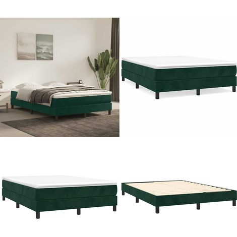 Bettgestell ohne Matratze Dunkelgrün 140x200 cm Samt - Samtbett - Doppelbett - Boxspringbetten - Betten Gestell - Dunkgrünes Bett - Home & Living (1/5)