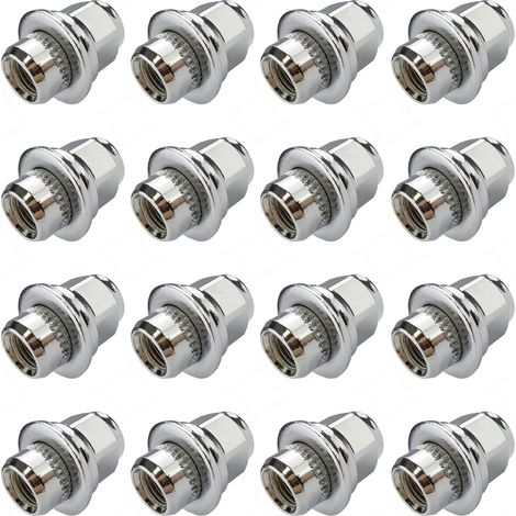 Lot de 16 écrous de roue M12 x 1,25 fermés chromés avec support plat mobile, largeur de clé 21 mm pour jantes en aluminium Nissan (1/5)