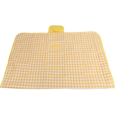 Tapis de pique-nique d'extérieur, en tissu Oxford épais, imperméable et pliable, idéal pour le camping, les voyages et les concerts en plein air. Motif à carreaux jaunes et blancs, 150 x 200 cm / 59,1 (1/5)