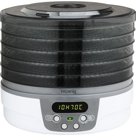 Déshydrateur alimentaire 250W – 5 plateaux amovibles – Température réglable de 40 à 70°C – Minuterie jusqu’à 48h – Hkoenig (1/5)