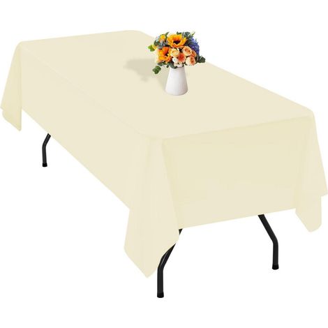 Polyester Tischdecke 153x320 cm Beige, rechteckig, knitterfrei, waschbar