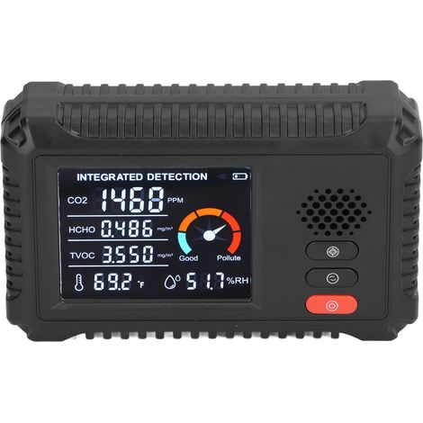 Détecteur de Qualité d'Air 5 en 1 - Surveillance en Temps Réel CO2, HCHO, TVOC, Température et Humidité