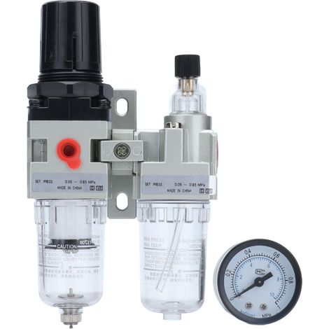 Séparateur air-eau, filtre de purge d'air comprimé, vanne de régulation de pression avec manomètre 0,05-0,85 MPa G1/4 (1/5)