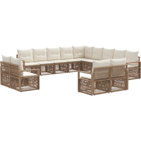 Gartensofa-set 13 pcs Beige Poly-Rattan vidaXL