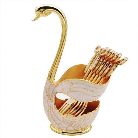 Ensemble élégant de cuillères à café et dessert style cygne B (1/5)