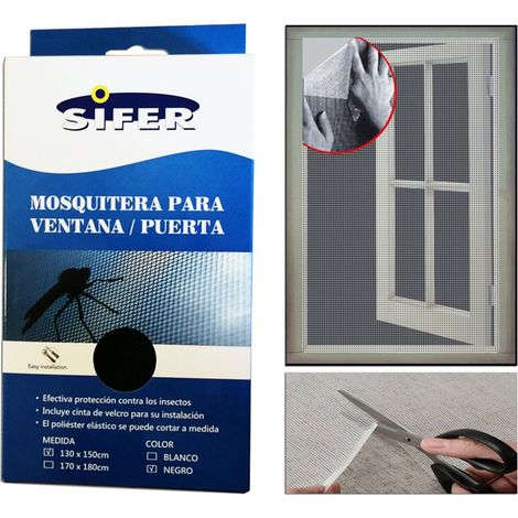 Moustiquaire/tissu fibre SIFER avec velcro adhésif noir 130x150cm