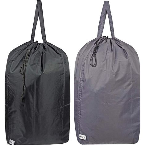 Sac à linge de voyage lavable avec poignées et cordon de serrage, assez grand pour contenir 3 charges de linge, convient à un panier à linge ou à un panier à linge, 27,5 x 34,5 po, gris et noir (1/5)