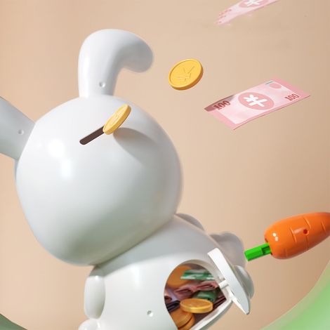 Tirelire Plastique Enfant Lapin Grand Capacité Anti-Rupture 6.1x8in 200g (1/5)