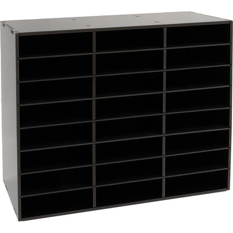 24 Fächer Literatur Organizer, 74x30x60cm Schreibtischablage, Dokument Datei Rack, Postsortierer Aktenhalter, Abnehmbare Partition (schwarz)