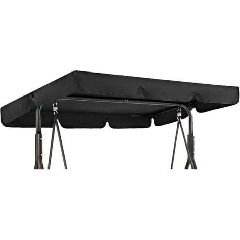 Auvent de rechange pour balancelle de jardin 3 places imperméable, coupe-vent, anti-UV, robuste et indéchirable (noir, 195 x 125 x 15 cm) (1/4)