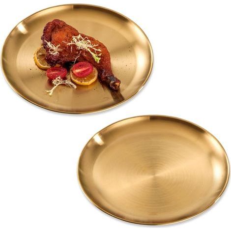 2 pcs Plateau Rond Doré 20 cm, Plateau Acier Inoxydable Doré, Plateau Decoratif Table, Plateau Doree Metal,Plateau Bijoux Doré,Assiette Bougie,Plat Rond Decoratif,Maquillage Plateau Cosmétique (1/5)