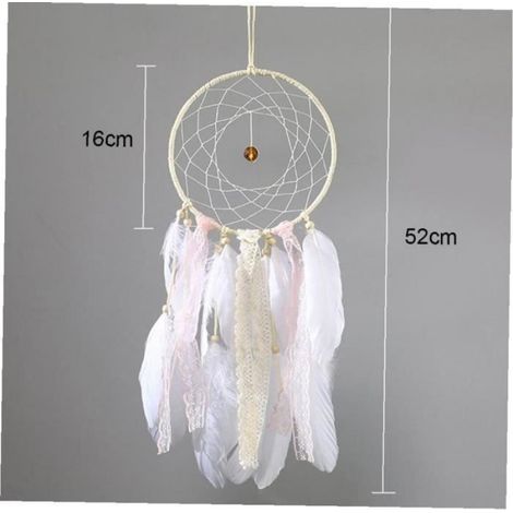 Attrape-Rêves - Anneau Acier Fer - Plume Naturelle Fumée - Perles Durables - Décoration Murale Chambre Balcon Salon - 1 Pièce (1/4)
