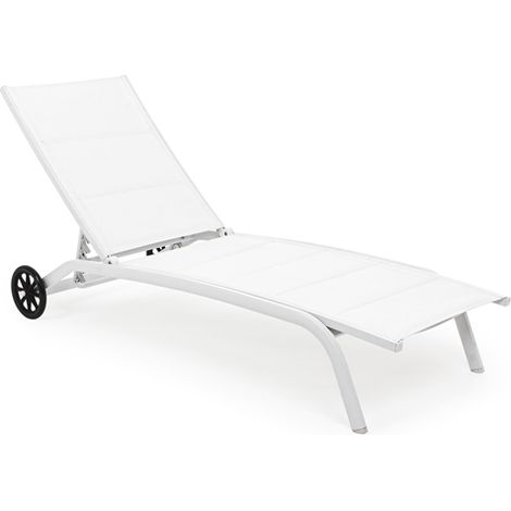 Sonnenliege "Cleo" aus Aluminium mit Rädern für den Außenbereich -Weiß / Klassisch