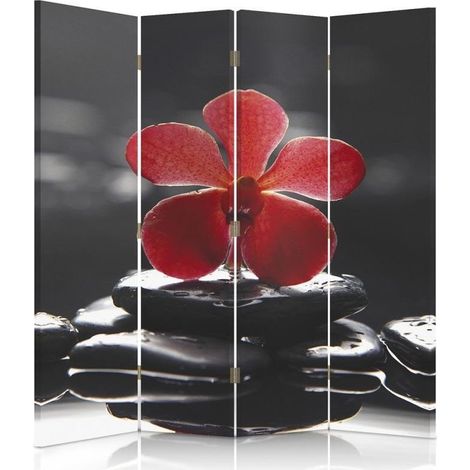 Paravento bilaterale, Zen con orchidea rossa - 145x170 (1/5)