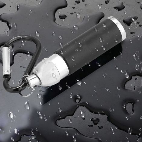 Mini-LED-Taschenlampe, tragbarer Schlüssel, farbiges Aluminium, praktisch (Schwarz)