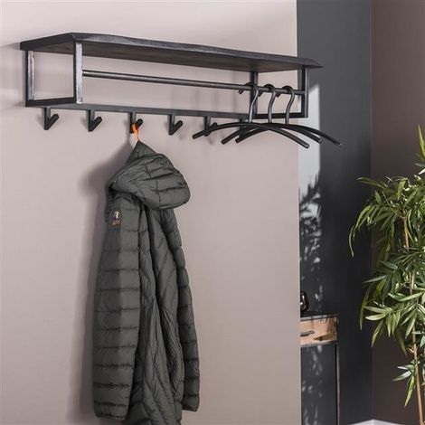 Garderobe Yme 6 Haken Metall – Dunkles Akazienholz (1/5)