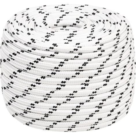 vidaXL Braided Boat Rope White 12 mmx100 m Polyester