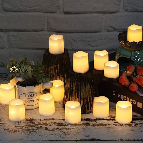 24-teiliges Set elektrischer, flammenloser LED-Kerzen mit Flackern, künstlichen Kunststoffkerzen, elektronischen Bauteilen und Teelichtern